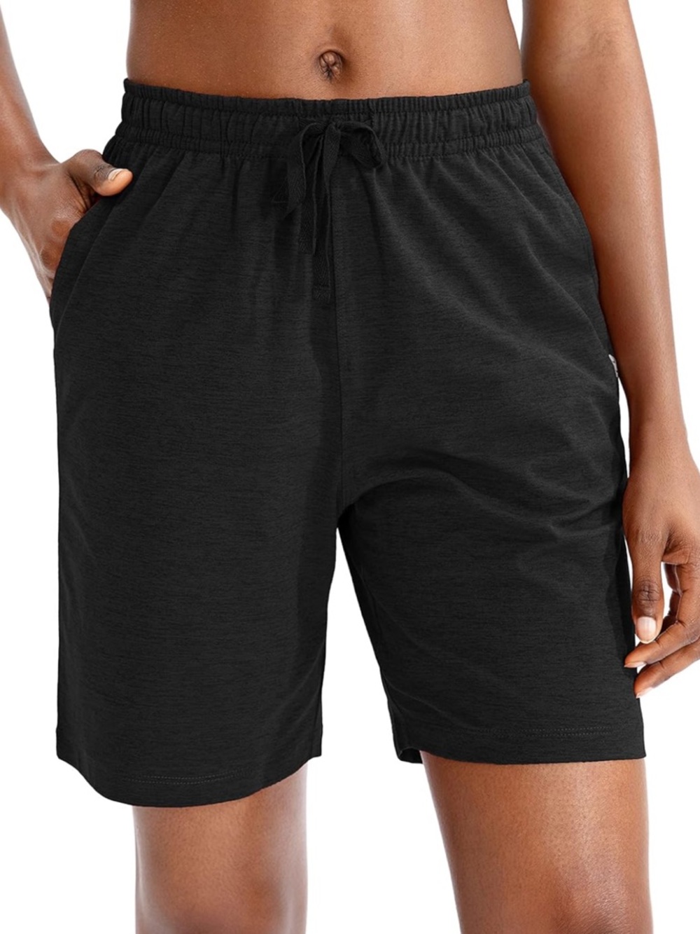 Women's Drawstring Shorts Bermudas - Black